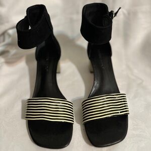 Bernardo Black and White Striped Women's Sandals
